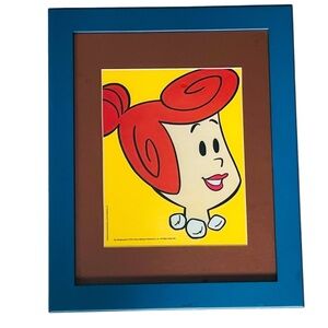 Vintage 1993 Flintstones Wilma Hanna Barbera Colorful Framed Art Print